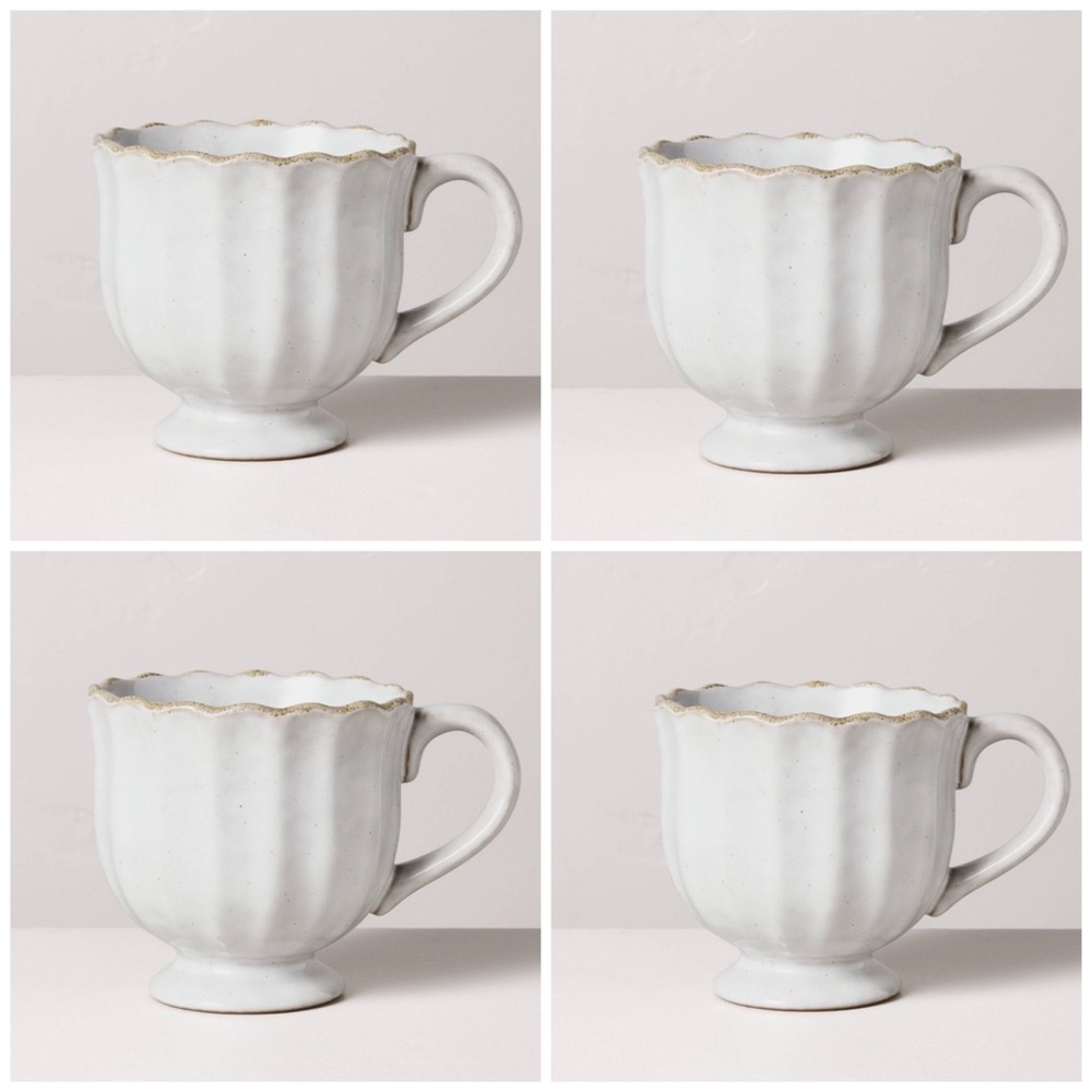 (4) 12oz Scalloped Edge Ceramic Mug with Foot from Hearth & Hand™ with Magnolia